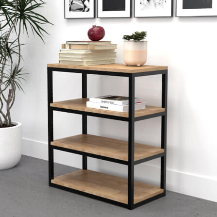ชั้นวางของไม้ยางพารา สไตล์ลอฟท์ Monster Steel รุ่น JZN014 ขนาด 60*30*70 cm._5